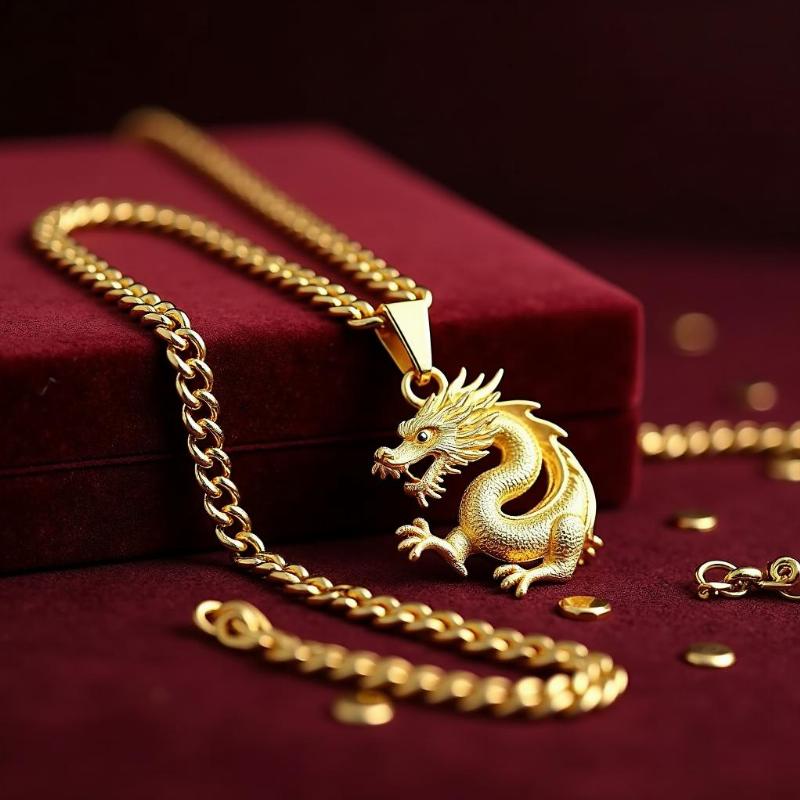 Dây chuyền vàng 18k nam 3 chỉ mặt rồng phong thủy mang lại may mắn và tài lộc