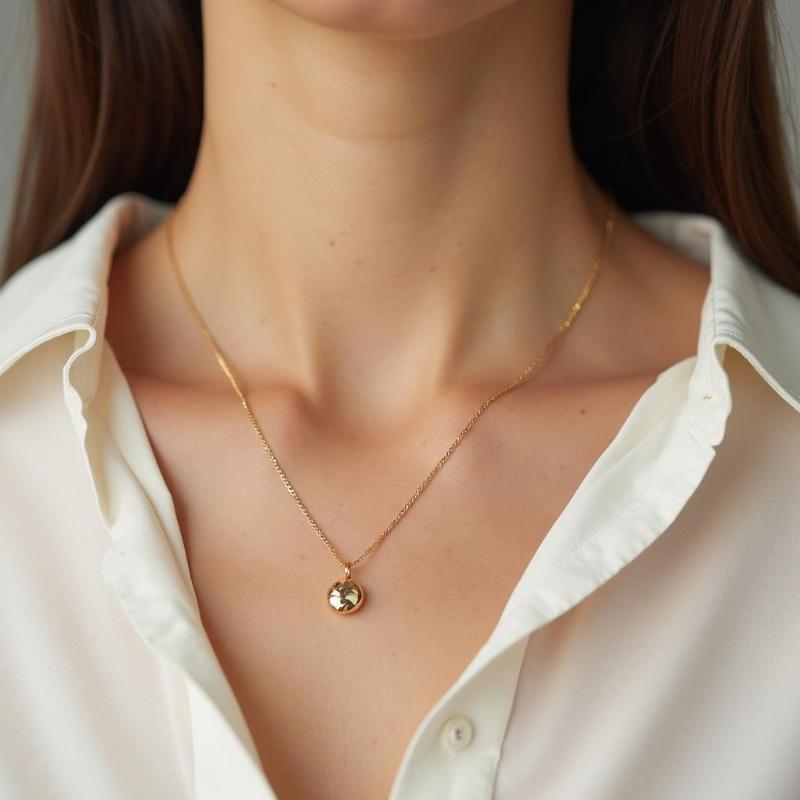 Dây chuyền vàng nữ 18k 1 chỉ thiết kế đơn giản thanh lịch